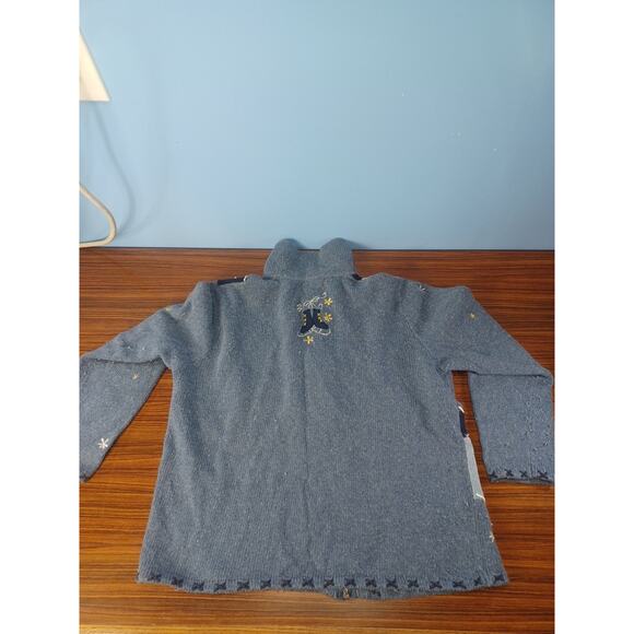 Vintage Studio Fa La La Sweater/Jacket Zip-Up Embroidered Christmas Holiday Fun - Picture 10 of 16